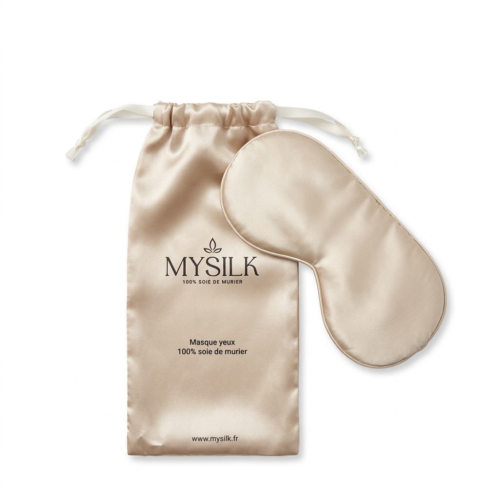 Masque de nuit en soie de mûrier 19 mommes MYSILK – couleur champagne
