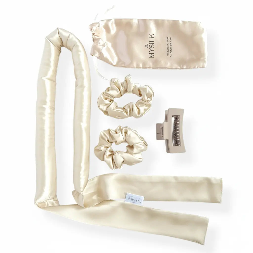 Boucleurs sans chaleur en soie de mûrier 19 mommes MYSILK – couleur champagne