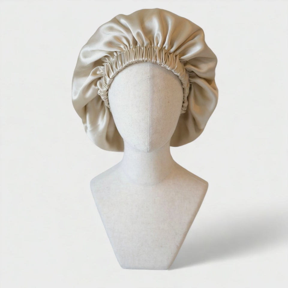 Bonnet élastique en soie , doublé et réglable XL