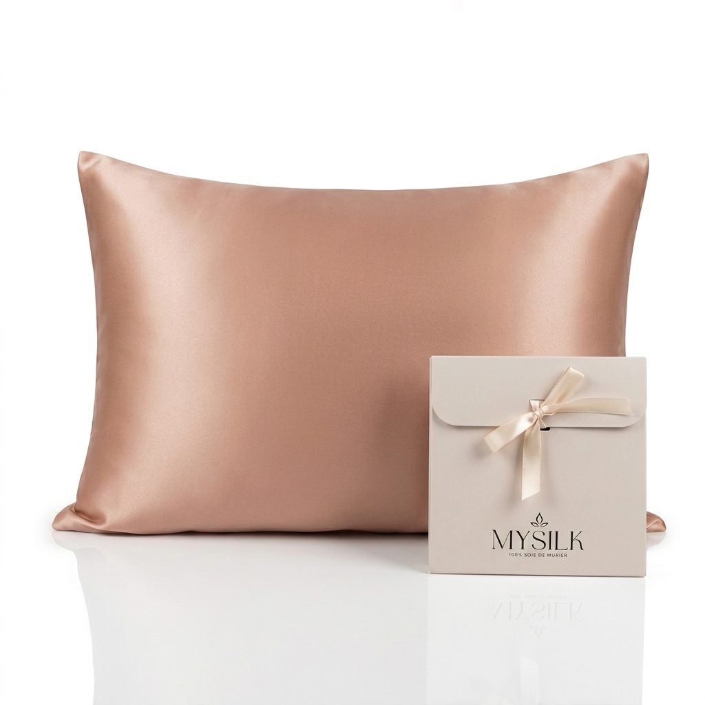 Taie d'oreiller en soie de mûrier MYSILK – texture soie 22 mommes gros plan